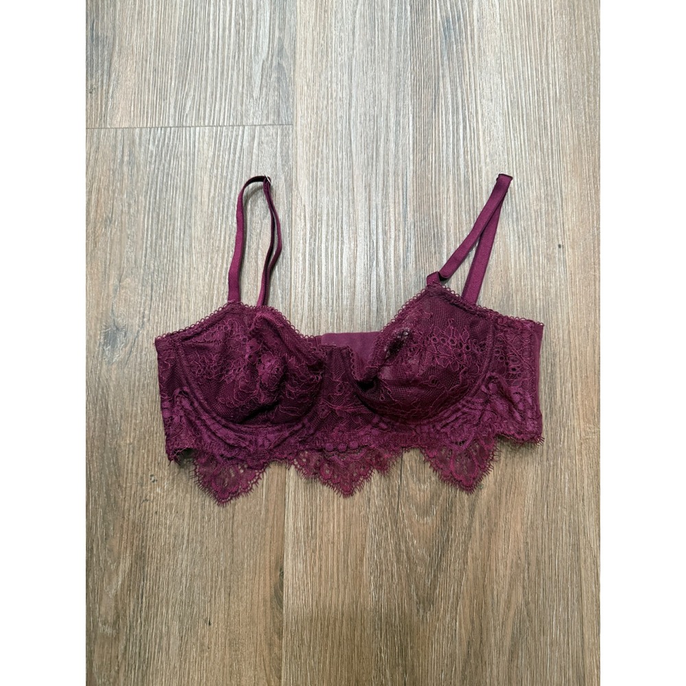 Victoria's‎ Secret Push Up Without Padding Lace Bra Bralette Plum Purple 32C